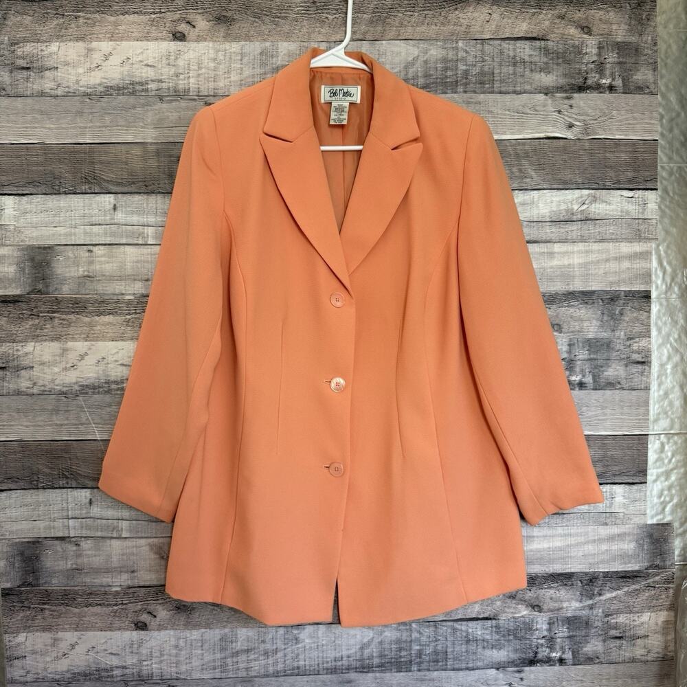 Bob Mackie Studio Crepe Blazer Jacket Orange Lined 14W Mango